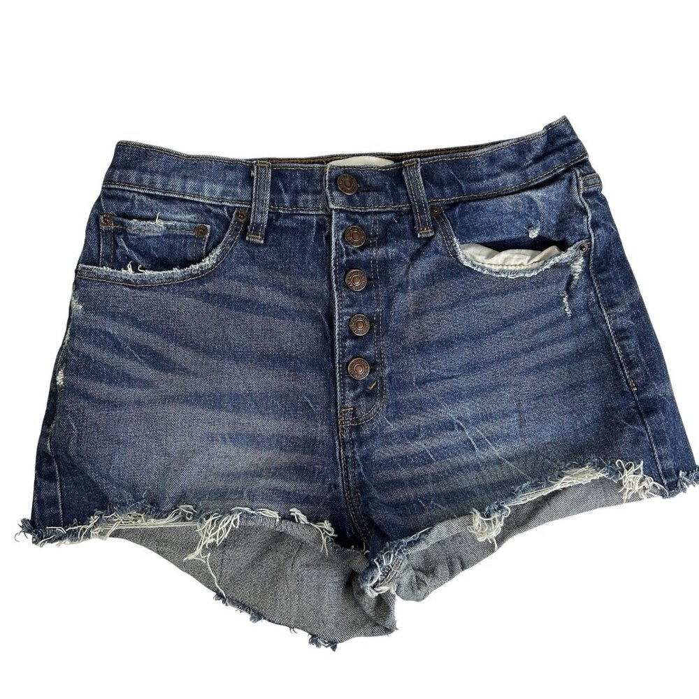 Abercrombie Fitch Women’s 28/6 The Mom Short High Rise Denim Shorts Button Fly